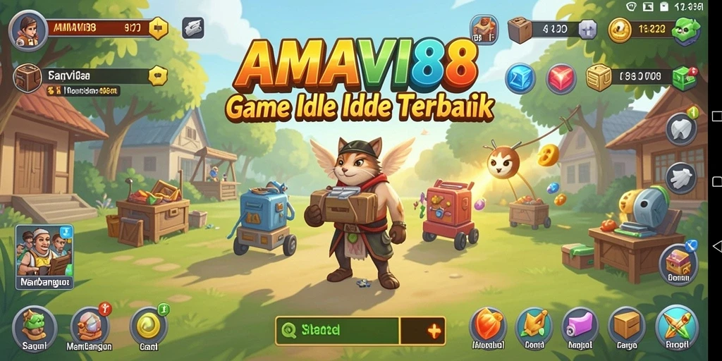 Screenshot menunjukkan gameplay santai dan membangun kerajaan dalam AMAVI88.