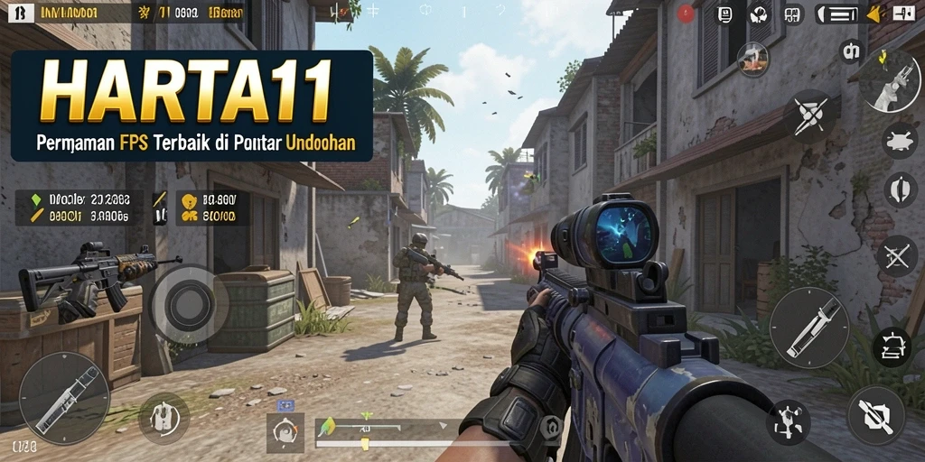Gambaran gameplay menegangkan di HARTA11 dengan aksi FPS yang cepat.