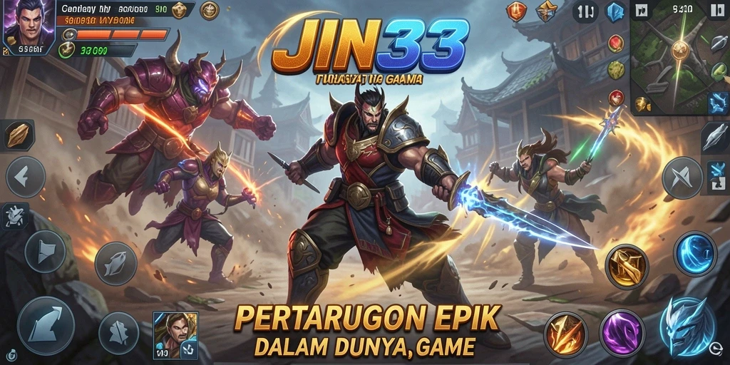Tampilan aksi seru dalam gameplay JIN33.