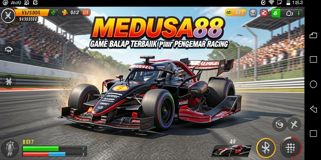 Tampilan gameplay balap yang mendebarkan dalam MEDUSA88.