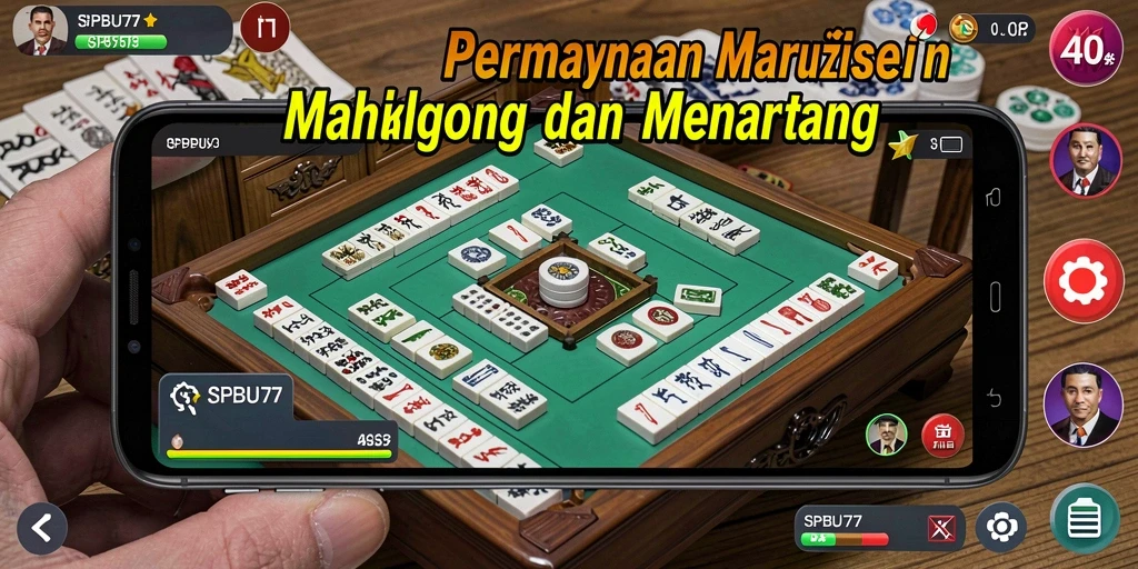 Tampilan gameplay menarik dalam SPBU77 Mahjong.